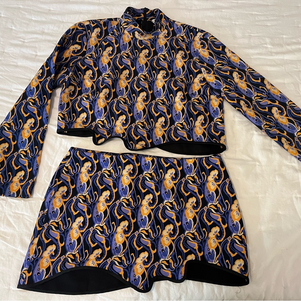 Zara 2 piece Printed Top + Skirt